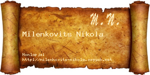 Milenkovits Nikola névjegykártya